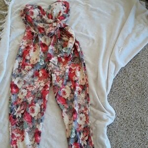Floral Strapless Jumpsuit